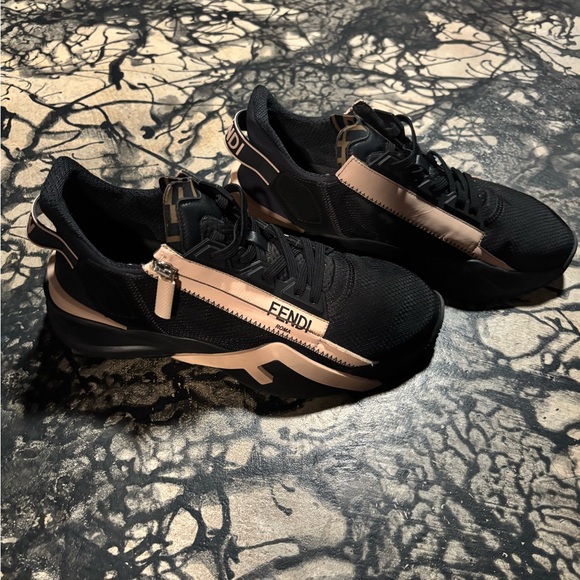 Fendi Black and Cream Athletic Shoes main image 5